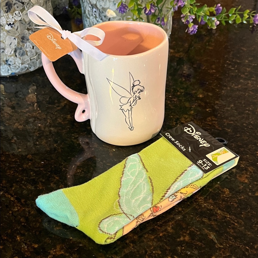 Disney x RAE DUNN Tinker Bell Mug and Tinker Bell Socks